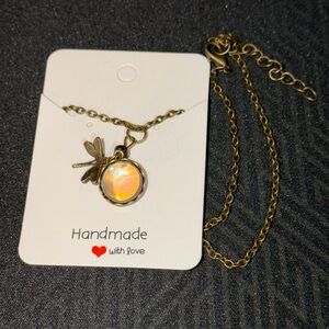 NEW Moonstone and Dragonfly necklace in gift bag